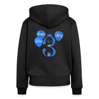 3 Geburtstag Boy Luftballon - Frauen Premium Bio Zip Hoodie - Schwarz - Hinten - Julia (174cm)