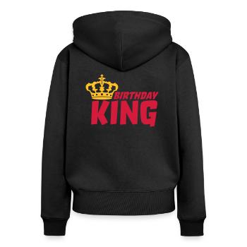 Boss Birthday King Logo - Frauen Premium Bio Zip Hoodie - Schwarz - Hinten - Julia (174cm)