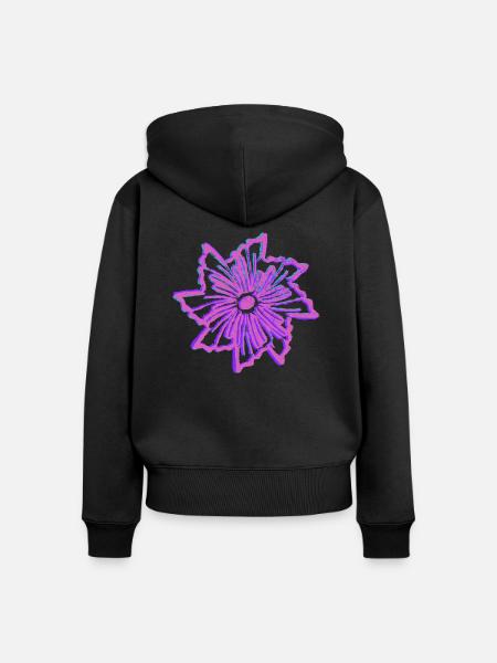 Blume - Frauen Premium Bio Zip Hoodie - Schwarz