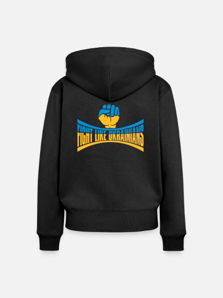 fight like ukrainians Zitat - Frauen Premium Bio Zip Hoodie - Schwarz