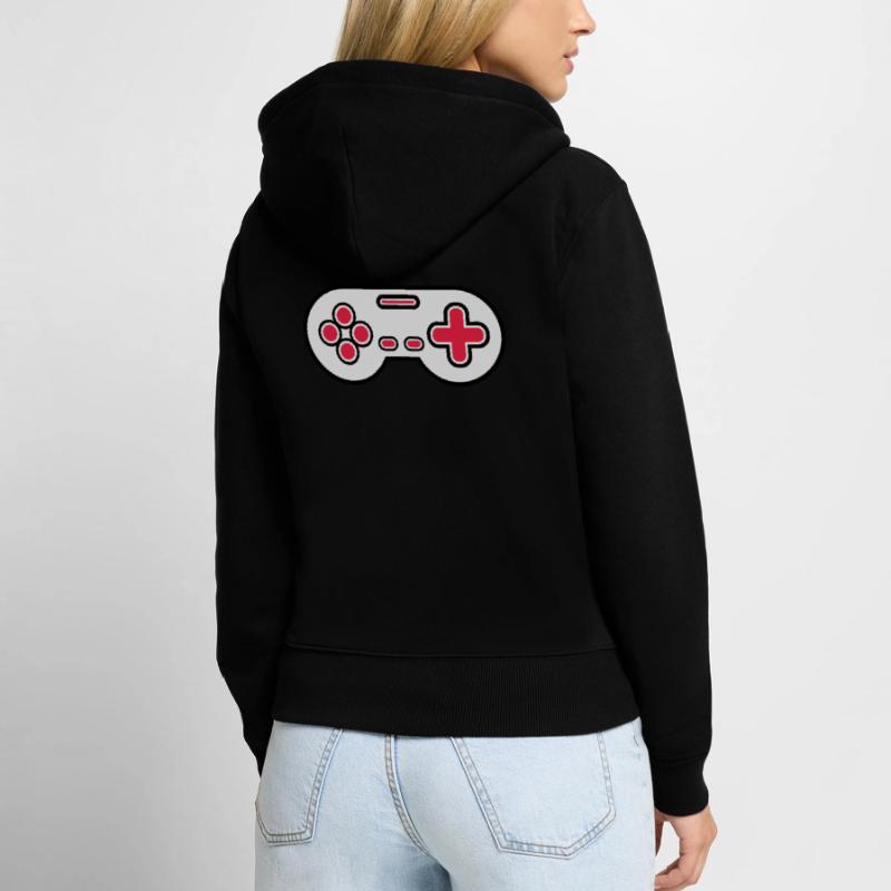 Alter Controller Retro Gamer Frauen Premium Bio Zip Hoodie