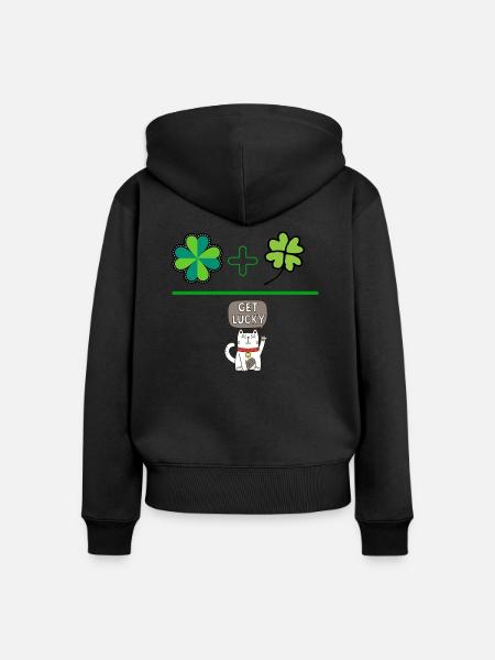 GLÜCK - Frauen Premium Bio Zip Hoodie - Schwarz