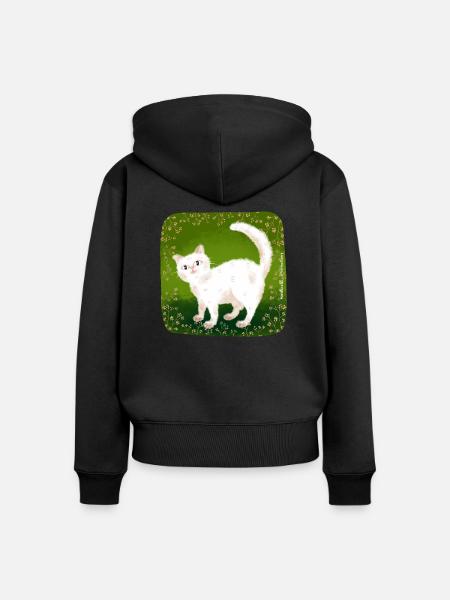 süße Katze - Frauen Premium Bio Zip Hoodie - Schwarz