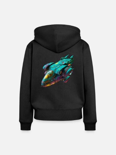 Raumschiff - Frauen Premium Bio Zip Hoodie - Schwarz