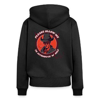 Please Allowe me 1 - Women's Premium Organic Zip Hoodie - black - Back - Julia (174cm)