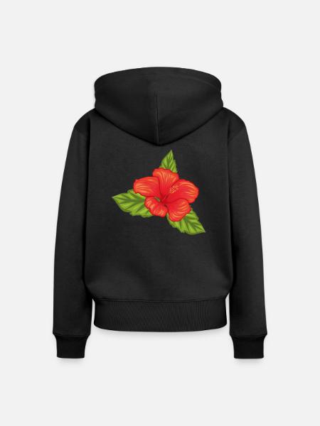 Hibiskusblüte - Frauen Premium Bio Zip Hoodie - Schwarz