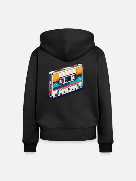 Retro-Musik auf Kassette - Frauen Premium Bio Zip Hoodie - Schwarz