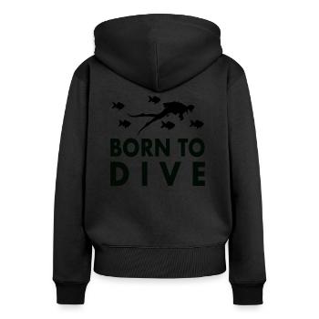 Plongeur plongée disant cadeau - Sweat à capuche zippé Premium bio Femme - noir - Dos - Julia (174cm)
