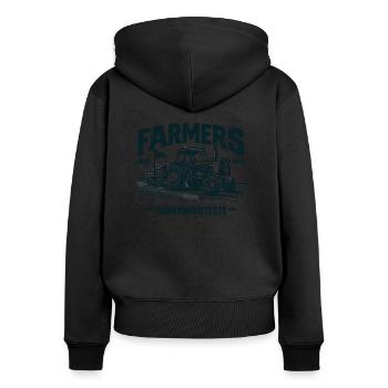 Bauernproteste 2023 - 2024 Farmer protests - Frauen Premium Bio Zip Hoodie - Schwarz - Hinten - Julia (174cm)