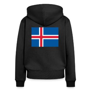 Iceland flag / Drapeau Islande - Sweat à capuche zippé Premium bio Femme - noir - Dos - Julia (174cm)