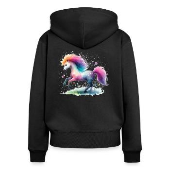 Little Pony Watercolor Colorful - Women's Premium Organic Zip Hoodie - black - Back - Julia (174cm)