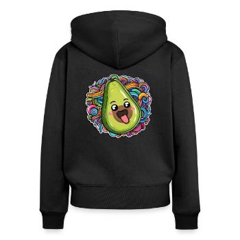 Merry avocado green and colorful ornate waves - Women's Premium Organic Zip Hoodie - black - Back - Julia (174cm)