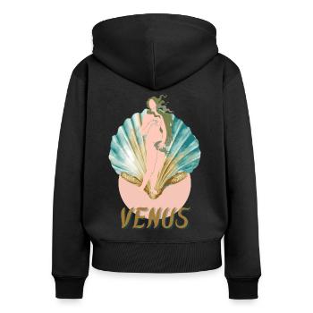 Venus - Frauen Premium Bio Zip Hoodie - Schwarz - Hinten - Julia (174cm)