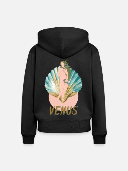 Venus - Frauen Premium Bio Zip Hoodie - Schwarz