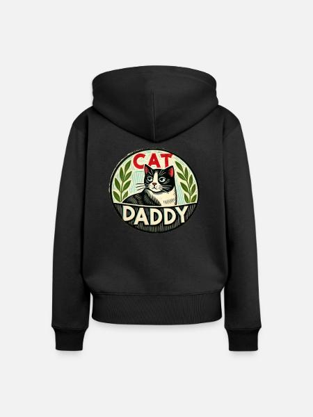 Katzen-Papa - Frauen Premium Bio Zip Hoodie - Schwarz