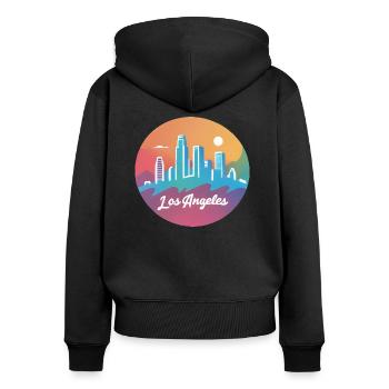 Los Angeles Kalifornien USA - Frauen Premium Bio Zip Hoodie - Schwarz - Hinten - Julia (174cm)