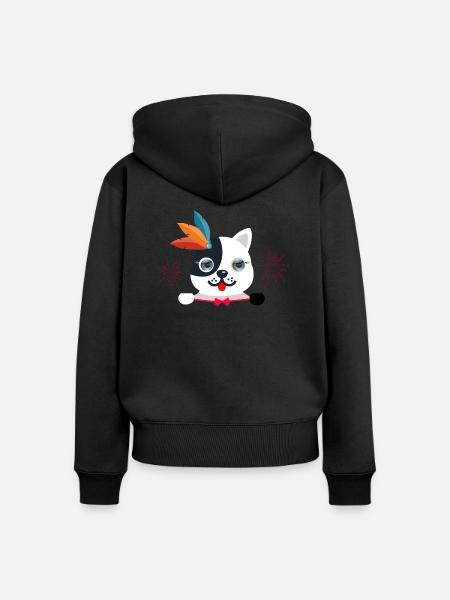 Сute blauäugige Katze - Frauen Premium Bio Zip Hoodie - Schwarz