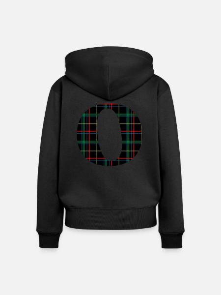 Monogramm o schottischer Tartan - Frauen Premium Bio Zip Hoodie - Schwarz