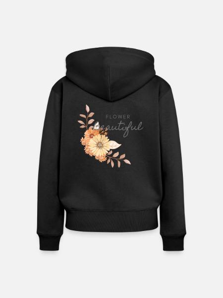 Flower - Frauen Premium Bio Zip Hoodie - Schwarz