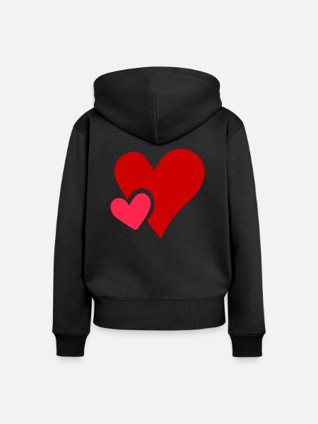 herzen - Frauen Premium Bio Zip Hoodie - Schwarz