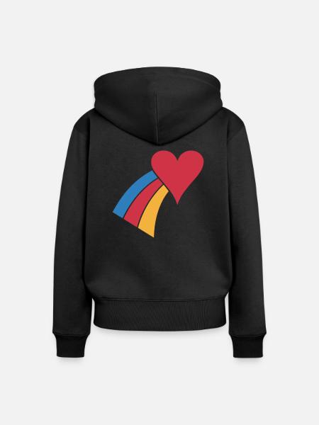 Regenbogenherz - Frauen Premium Bio Zip Hoodie - Schwarz