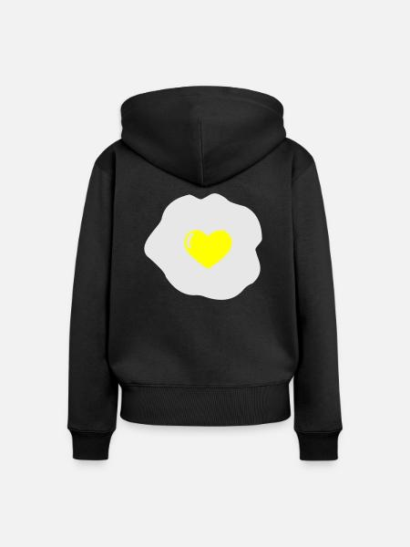 Spiegelei Herz - Frauen Premium Bio Zip Hoodie - Schwarz
