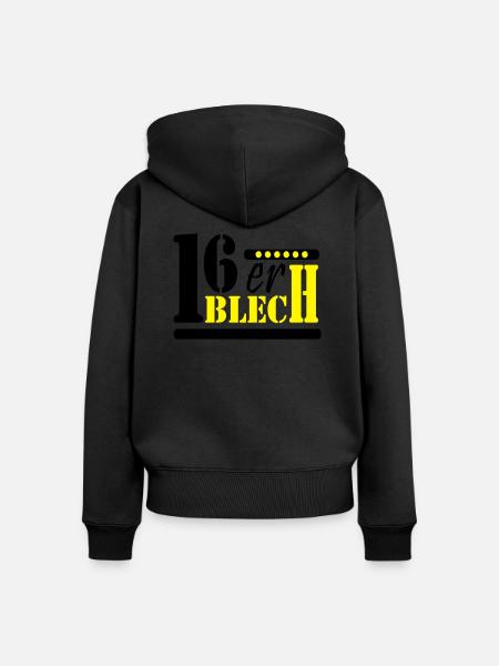 "16er-Blech" by Claudia-Moda - Frauen Premium Bio Zip Hoodie - Schwarz