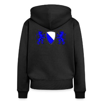 zürich - Frauen Premium Bio Zip Hoodie - Schwarz - Hinten - Julia (174cm)