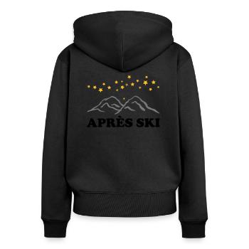 Apres Ski Après-Ski Afterski Hüttengaudi Skiurlaub - Frauen Premium Bio Zip Hoodie - Schwarz - Hinten - Julia (174cm)