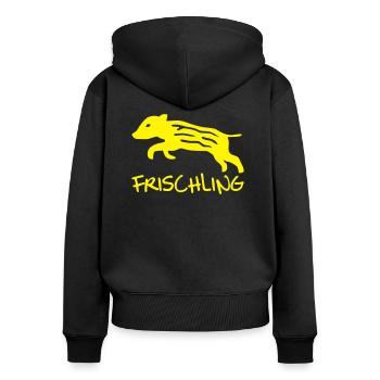 Frischling - Frauen Premium Bio Zip Hoodie - Schwarz - Hinten - Julia (174cm)