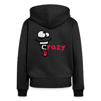 fou visage bande dessinée comique fou rire logo dr - Sweat à capuche zippé Premium bio Femme - noir - Dos - Julia (174cm)
