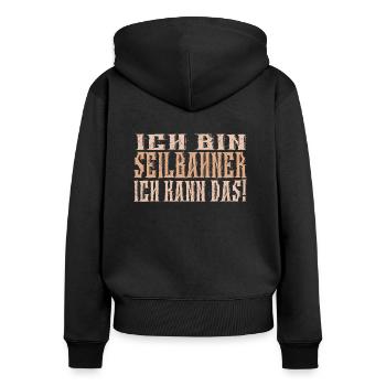 Ich bin Seilbahner - Frauen Premium Bio Zip Hoodie - Schwarz - Hinten - Julia (174cm)