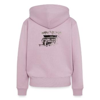 Shop-Kopie - Frauen Premium Bio Zip Hoodie - Altrosa - Hinten - Julia (174cm)