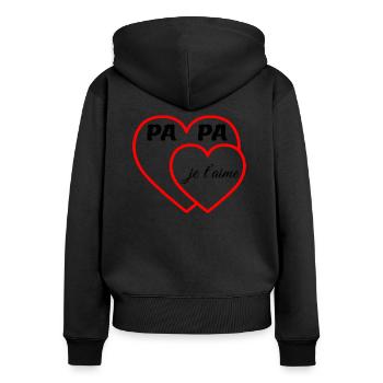 Papa Je t'aime cool V1 - Sweat à capuche zippé Premium bio Femme - noir - Dos - Julia (174cm)