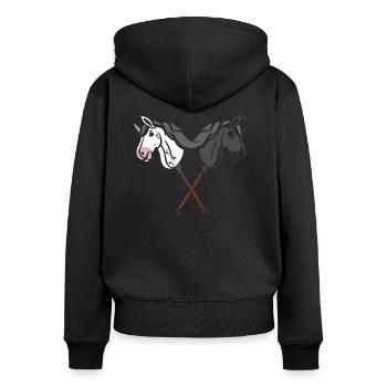 hobby horsing hobby horse Steckenpferd - Frauen Premium Bio Zip Hoodie - Schwarz - Hinten - Julia (174cm)
