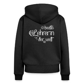 Lehrerin - Frauen Premium Bio Zip Hoodie - Schwarz - Hinten - Julia (174cm)