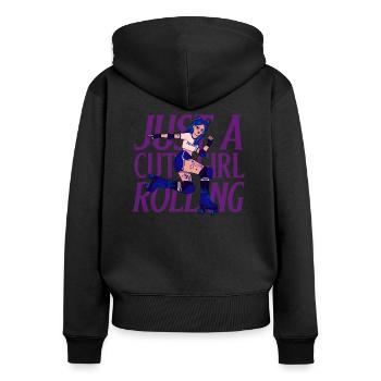 Mädchen mit Rollschuhen - Frauen Premium Bio Zip Hoodie - Schwarz - Hinten - Julia (174cm)