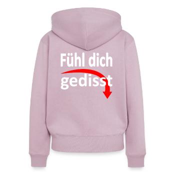 Fühl dich gedisst - Version 3 - Frauen Premium Bio Zip Hoodie - Altrosa - Hinten - Julia (174cm)
