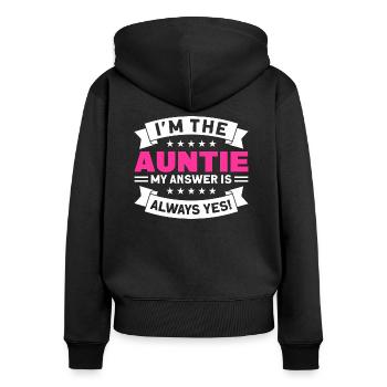 Tantchen Tanten Tante Geschenk - Frauen Premium Bio Zip Hoodie - Schwarz - Hinten - Julia (174cm)