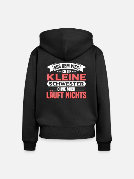 Geschwister Kleine Schwester Schwester Geschenk - Frauen Premium Bio Zip Hoodie - Schwarz
