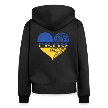 Ukraine Pray - Frauen Premium Bio Zip Hoodie - Schwarz - Hinten - Julia (174cm)