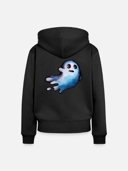 Halloween Geist - Frauen Premium Bio Zip Hoodie - Schwarz