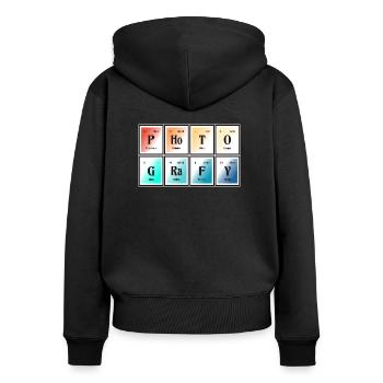 Fotografie | Periodensystem der Elemente - Frauen Premium Bio Zip Hoodie - Schwarz - Hinten - Julia (174cm)