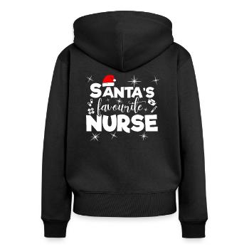 Drôle d’infirmière préférée de Noël - Sweat à capuche zippé Premium bio Femme - noir - Dos - Julia (174cm)