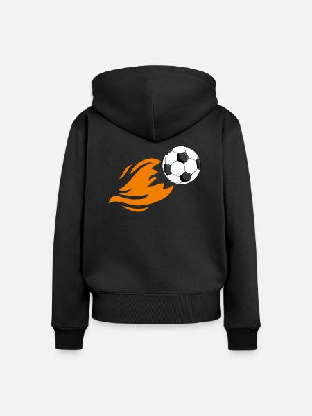 Flammender Fußball - Frauen Premium Bio Zip Hoodie - Schwarz