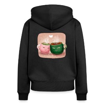 Cups of Love - Women's Premium Organic Zip Hoodie - black - Back - Julia (174cm)