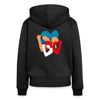 Filles et femmes Unité Pouvoir dans la diversité féministe - Sweat à capuche zippé Premium bio Femme - noir - Dos - Julia (174cm)