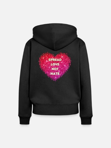 Love not Hate 3 - Frauen Premium Bio Zip Hoodie - Schwarz