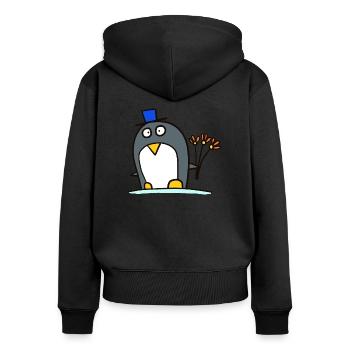 Pinguin als Bräutigam - Frauen Premium Bio Zip Hoodie - Schwarz - Hinten - Julia (174cm)