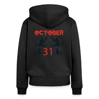 Witches Happy Halloween T-Shirt Black cat, Jack - Women's Premium Organic Zip Hoodie - black - Back - Julia (174cm)